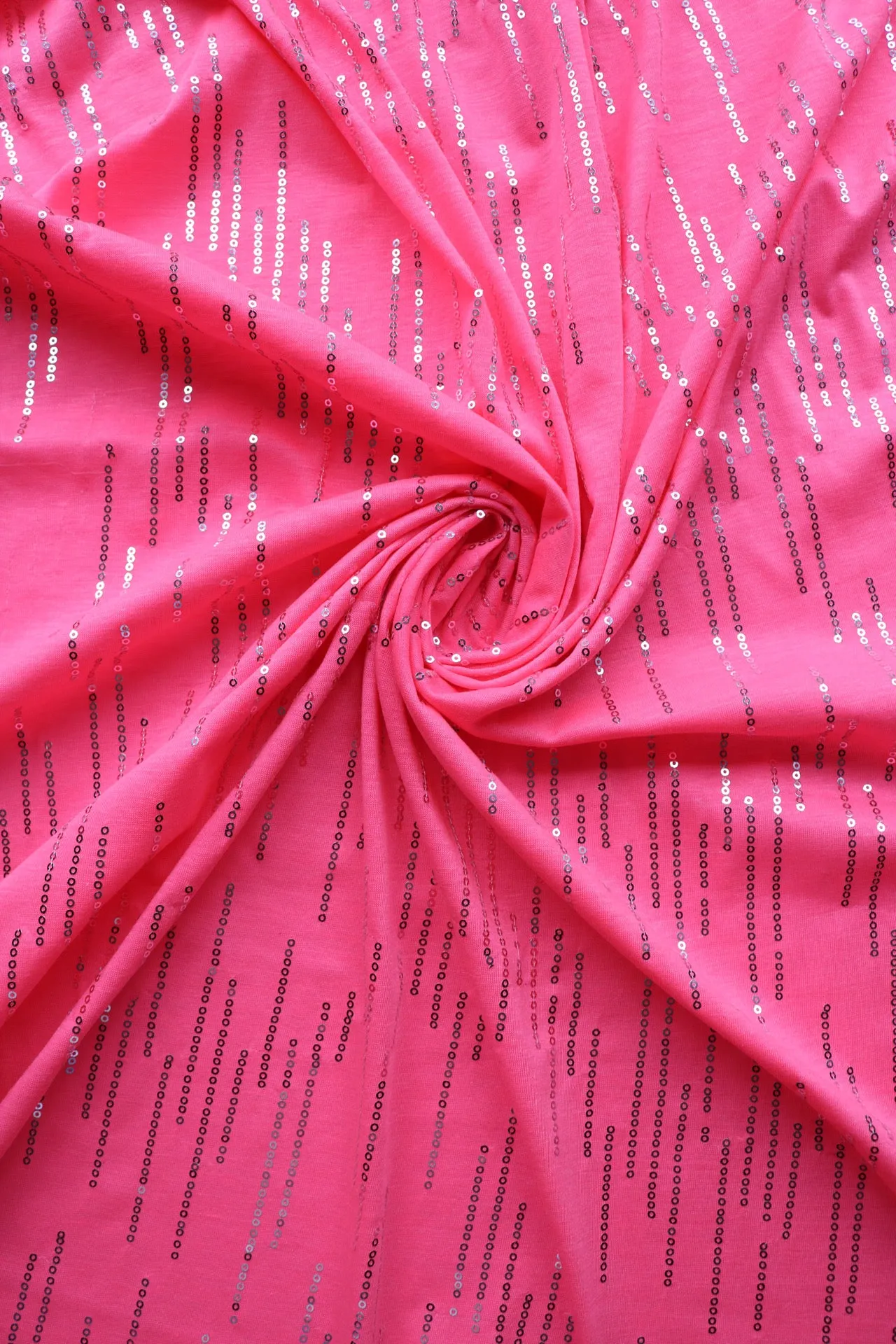 4YD REMNANT; Neon Pink W/ Silver Sequins Jersey