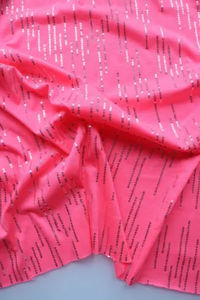 4YD REMNANT; Neon Pink W/ Silver Sequins Jersey