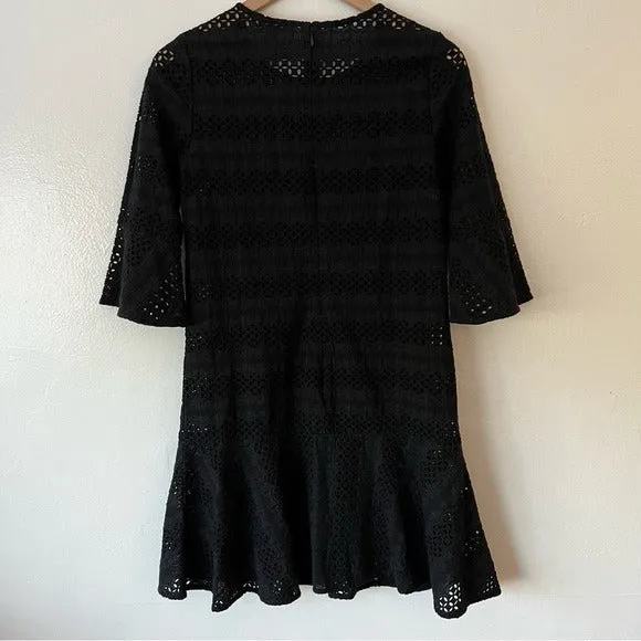 All Saints Dakota Ruffle Eyelet Dress In Black