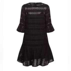 All Saints Dakota Ruffle Eyelet Dress In Black