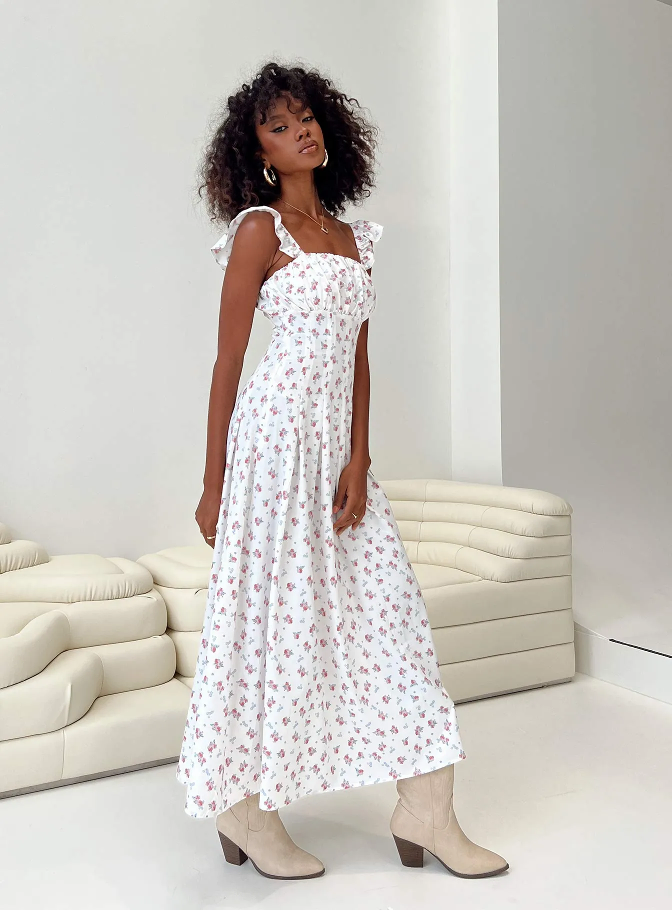 Alver Maxi Dress White Floral