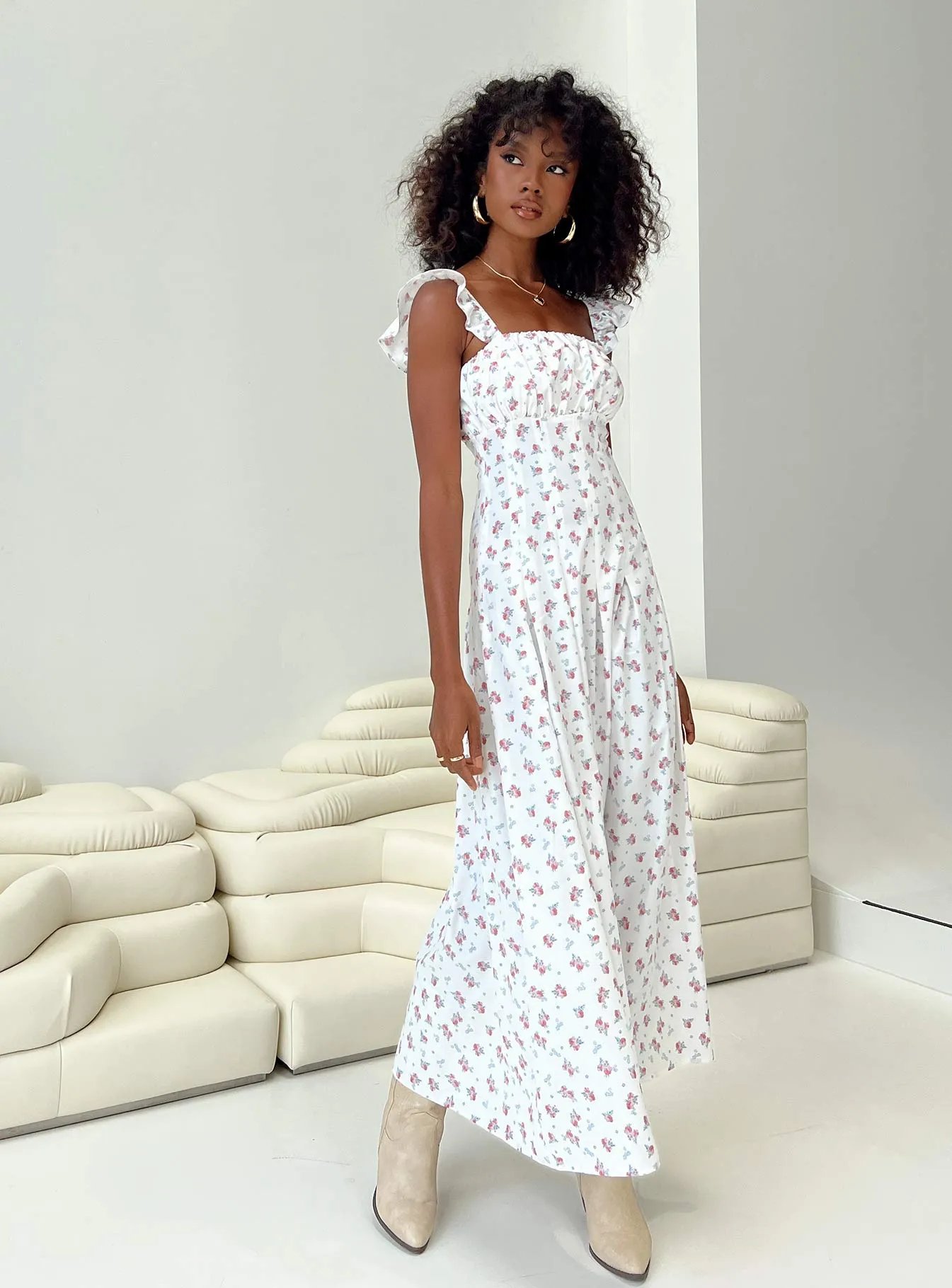 Alver Maxi Dress White Floral