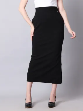 Black Blended Statement Piece Long Skirt With Side Slit