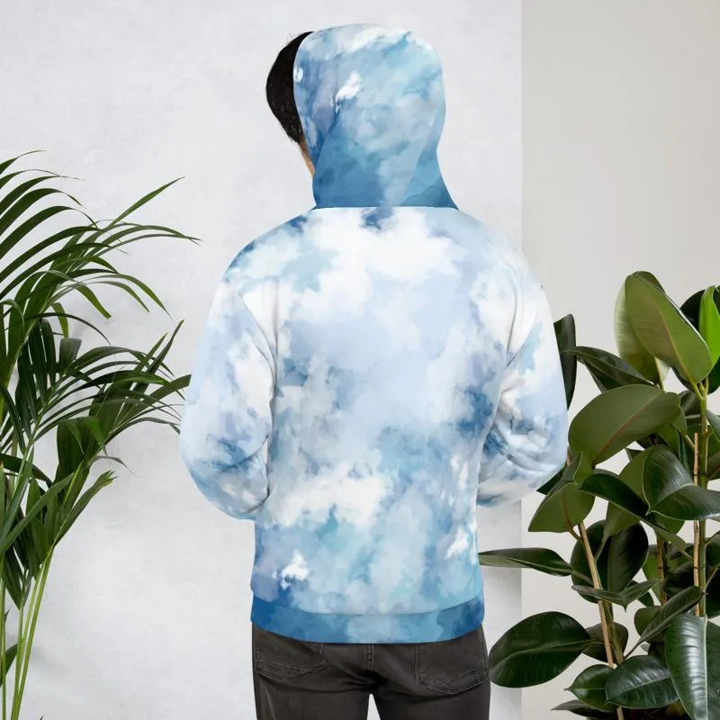 Blue Abstract Unisex Hoodie, Men's or Women's Comfy Premium Hoodie - Made in Europe