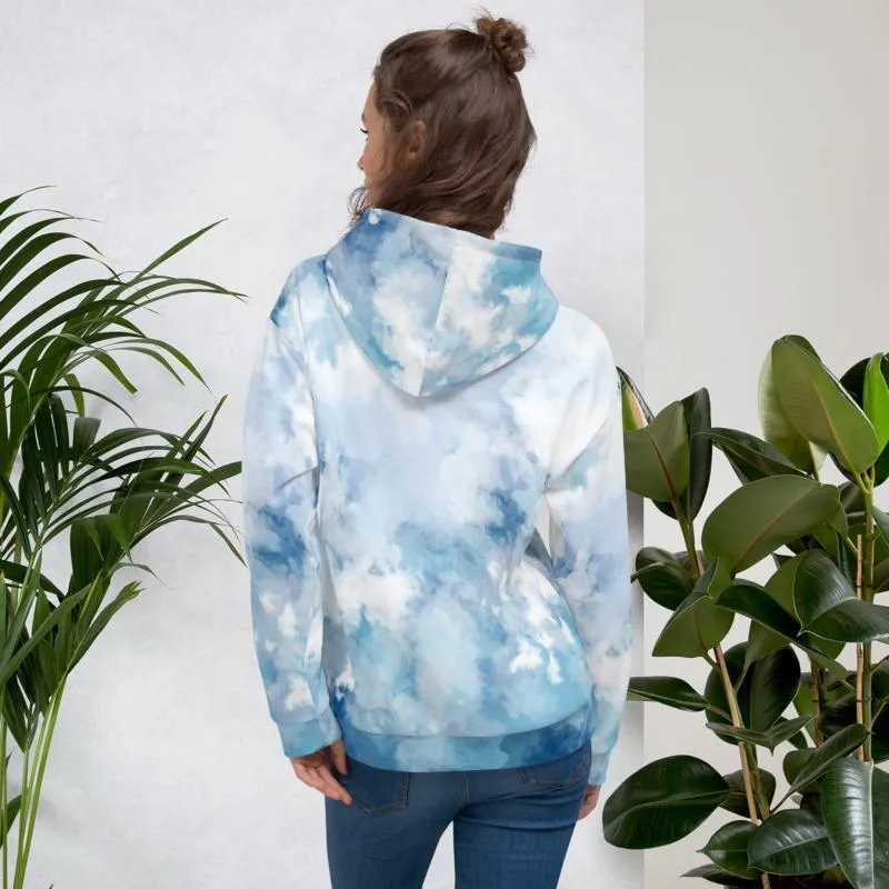 Blue Abstract Unisex Hoodie, Men's or Women's Comfy Premium Hoodie - Made in Europe