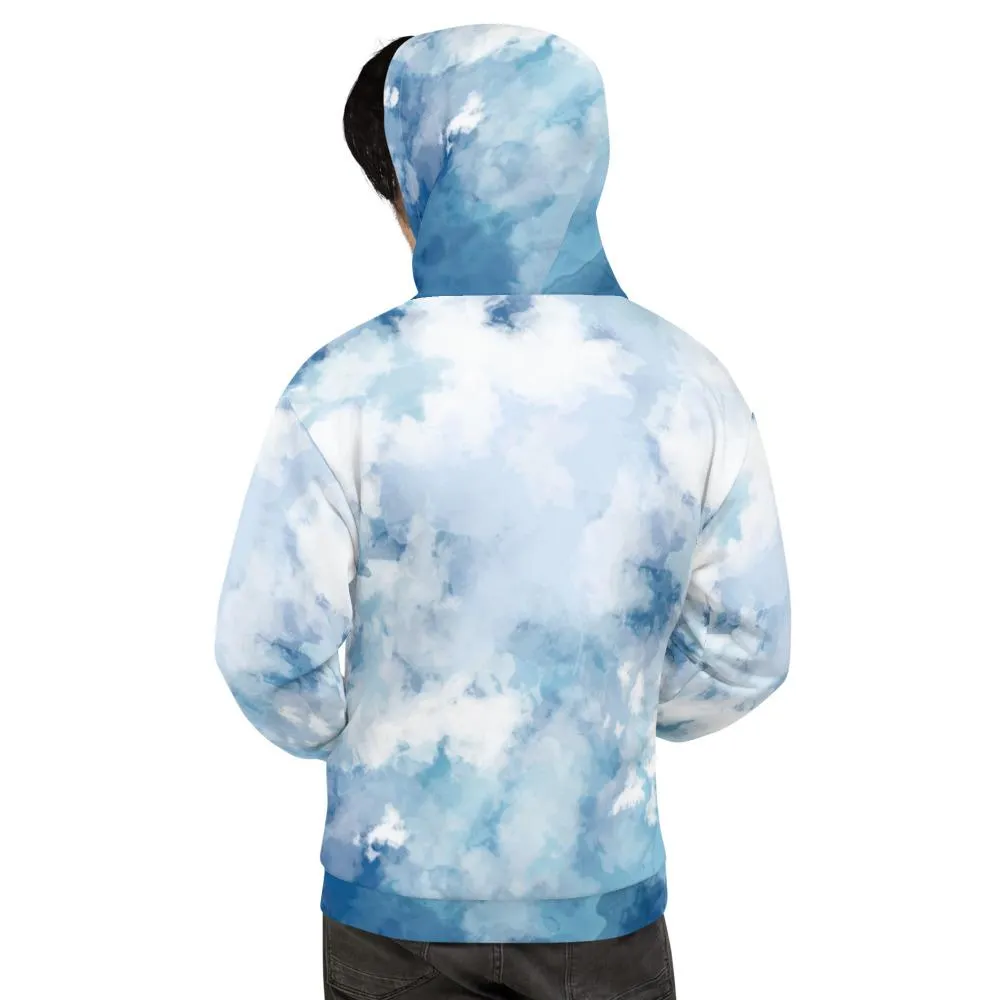 Blue Abstract Unisex Hoodie, Men's or Women's Comfy Premium Hoodie - Made in Europe