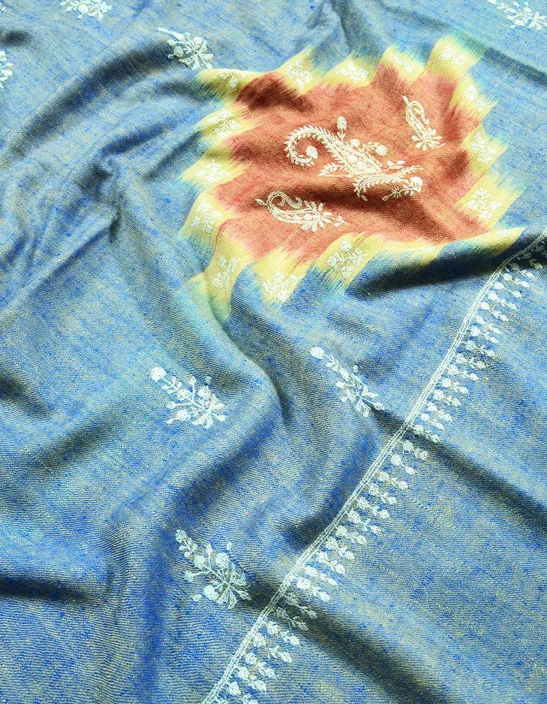 blue embroidery pashmina shawl 8319