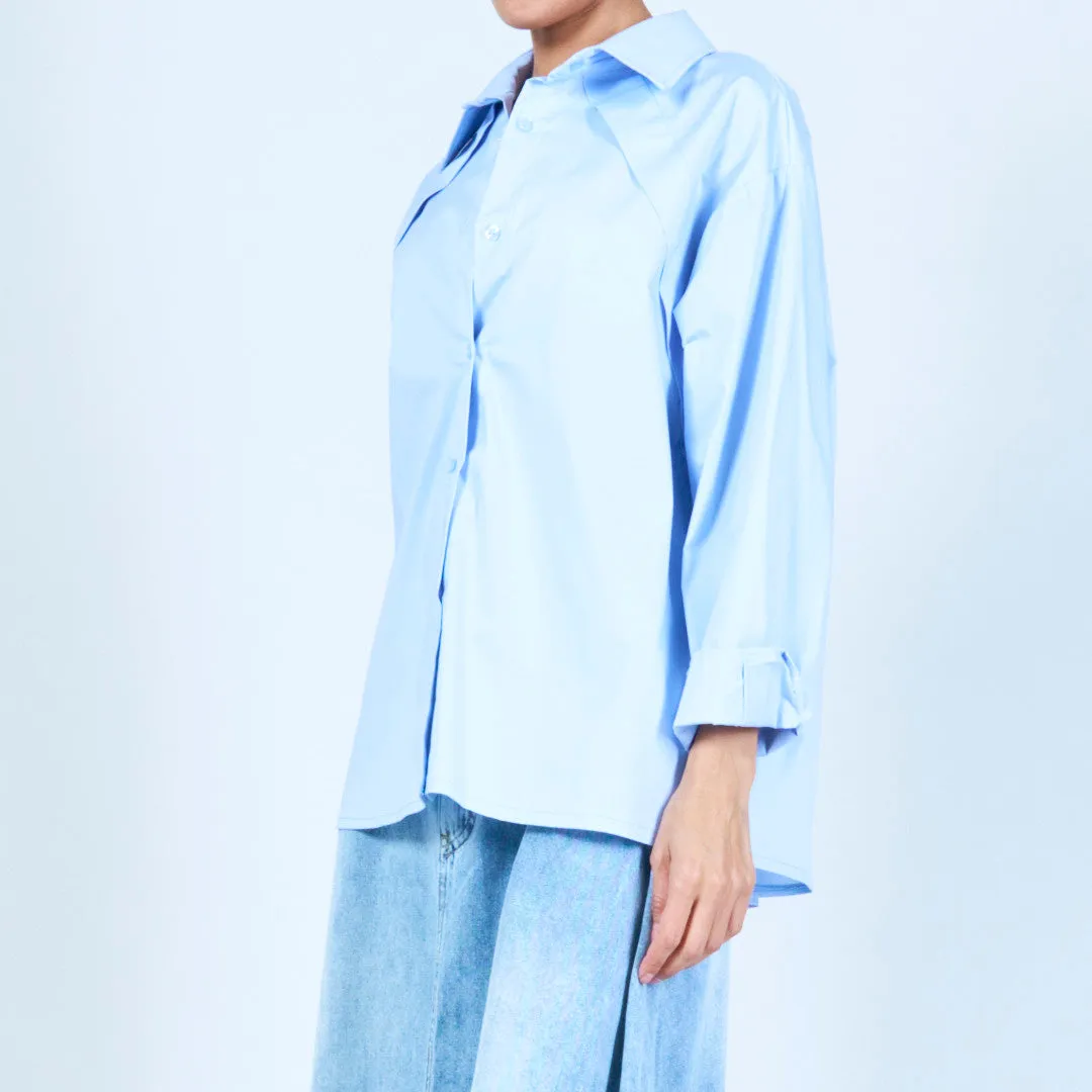 Classic button-up shirt with folded cuffs wholesale