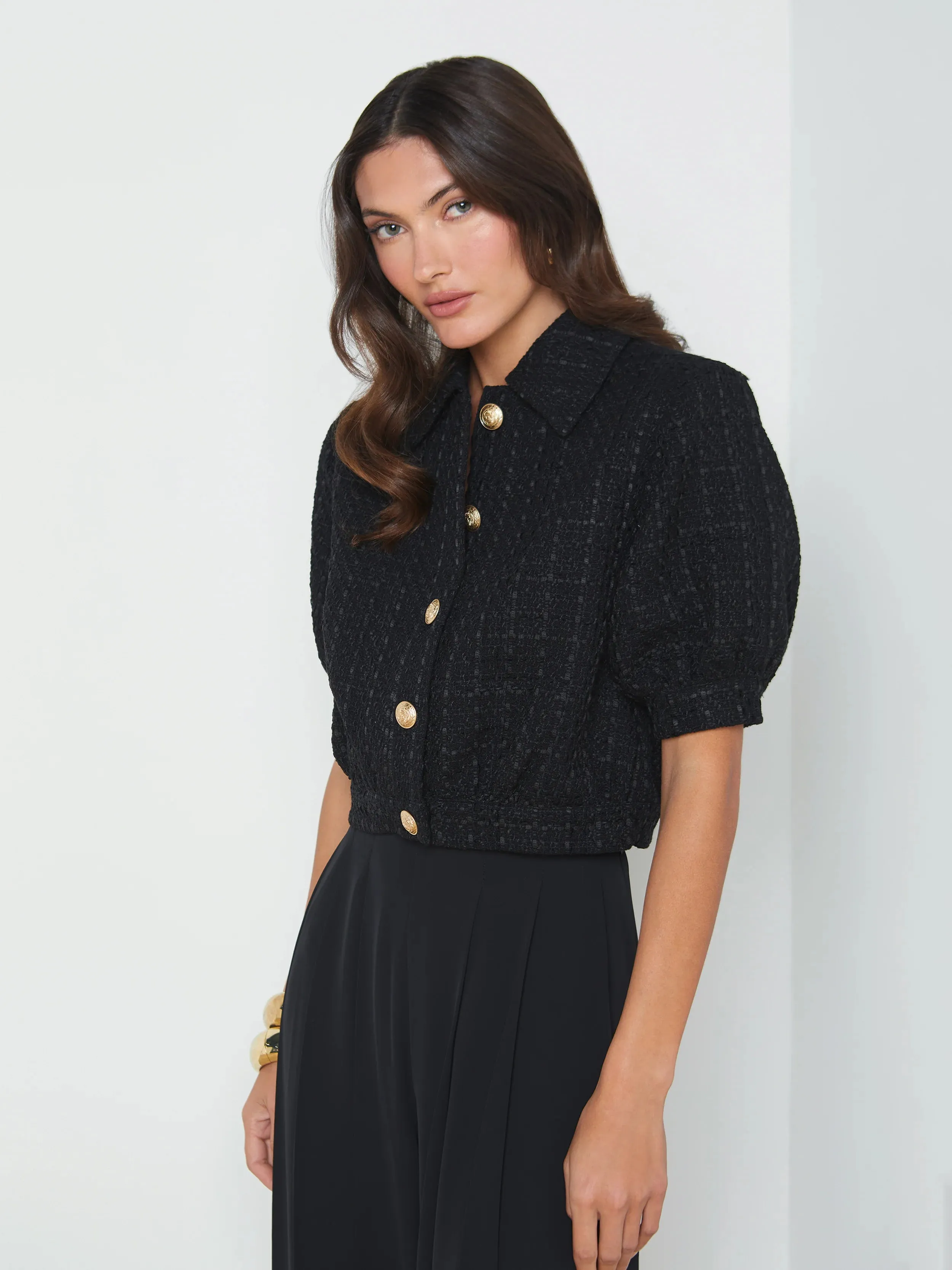 Cove Cropped Tweed Jacket - Black