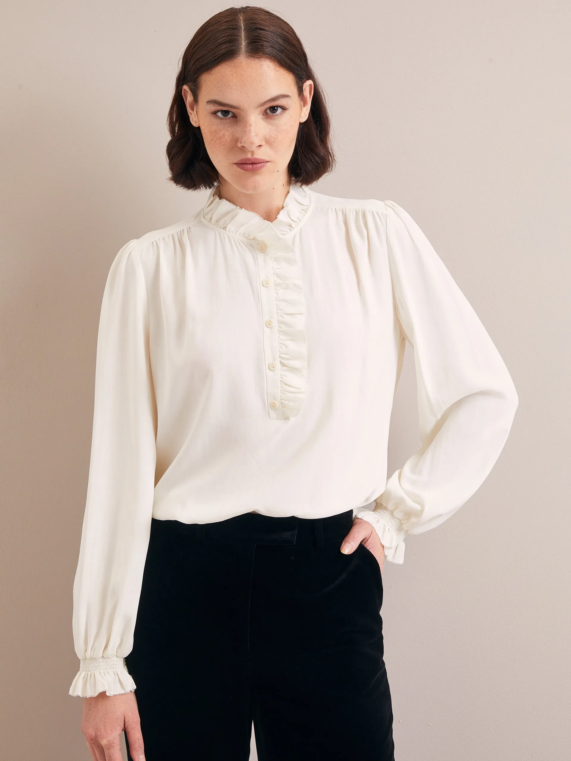 Cream Erin silk shirt