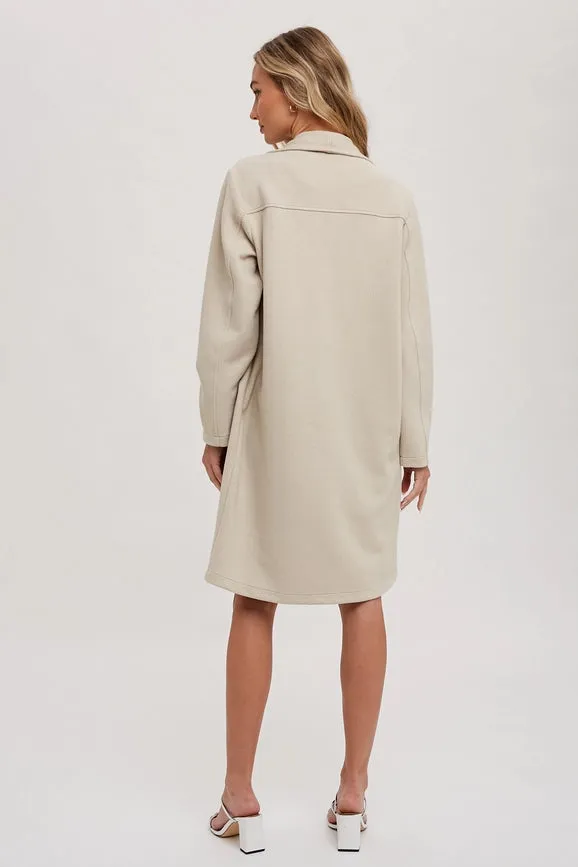 Drape Open-Front Coat Jacket OATMEAL