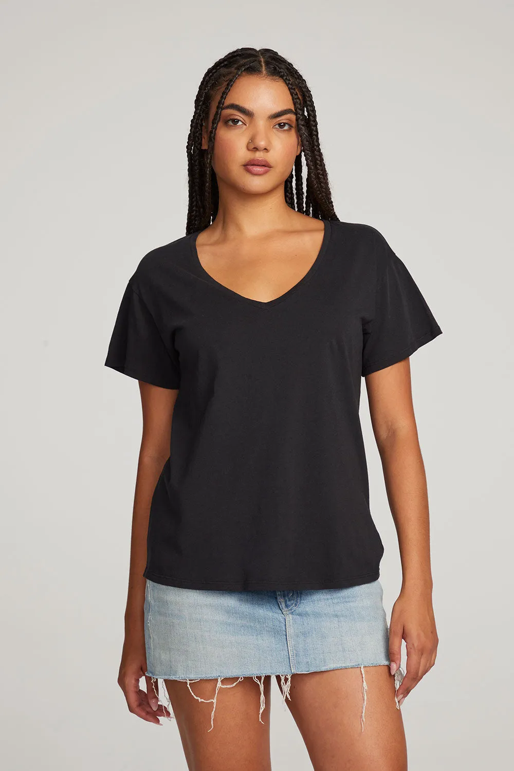 Everyday Essential Black V-neck Tee