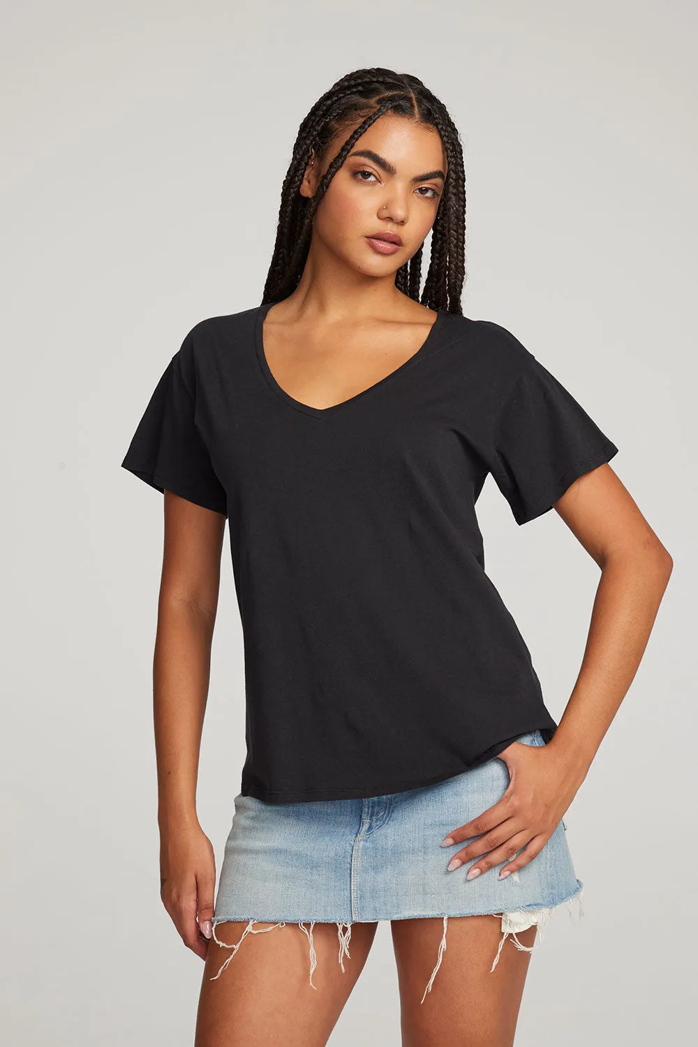 Everyday Essential Black V-neck Tee