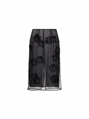 Floral Embroidered Tulle Skirt