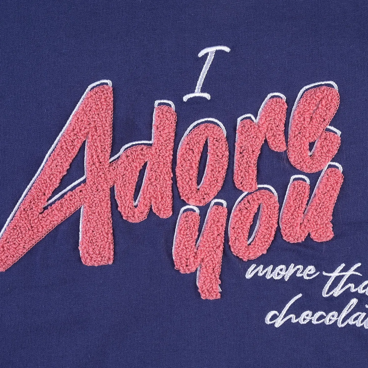 Girls Cotton Terry Sweatshirt I Adore You-Navy Blue