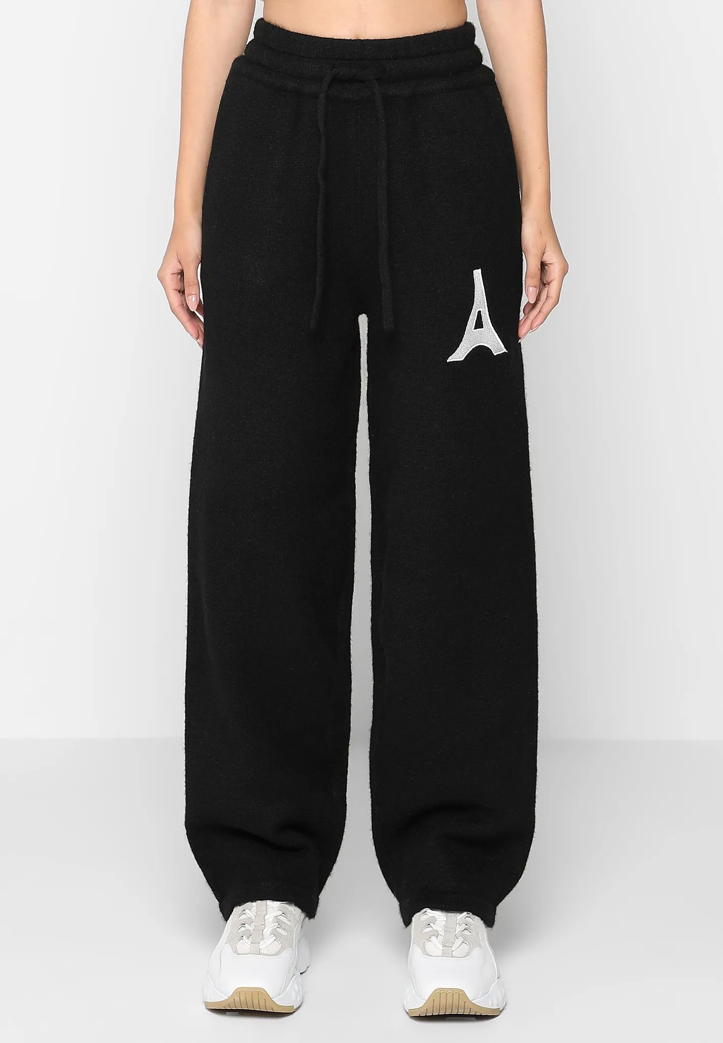 Knitted Relaxed fit Eiffel Joggers - Black