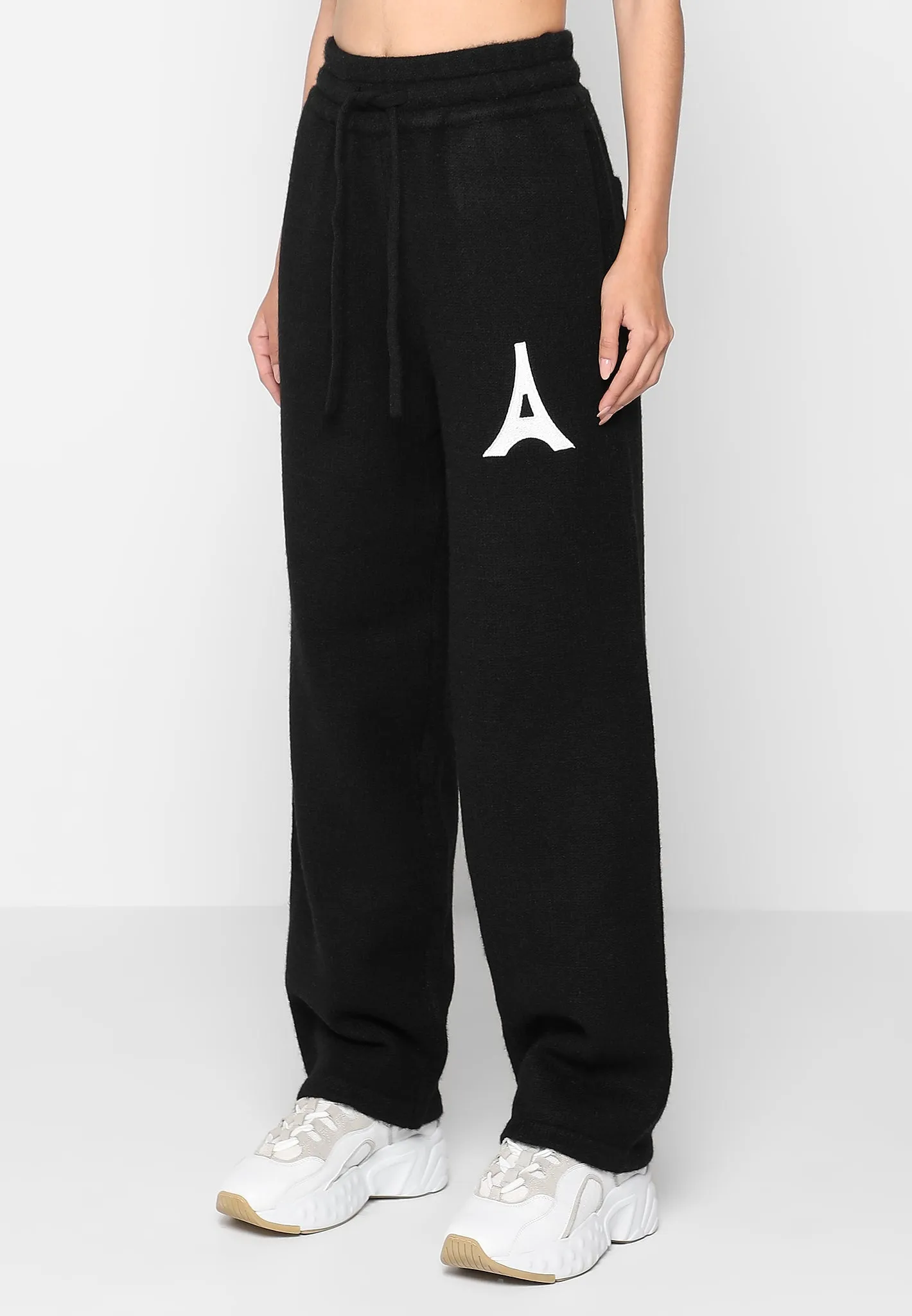 Knitted Relaxed fit Eiffel Joggers - Black