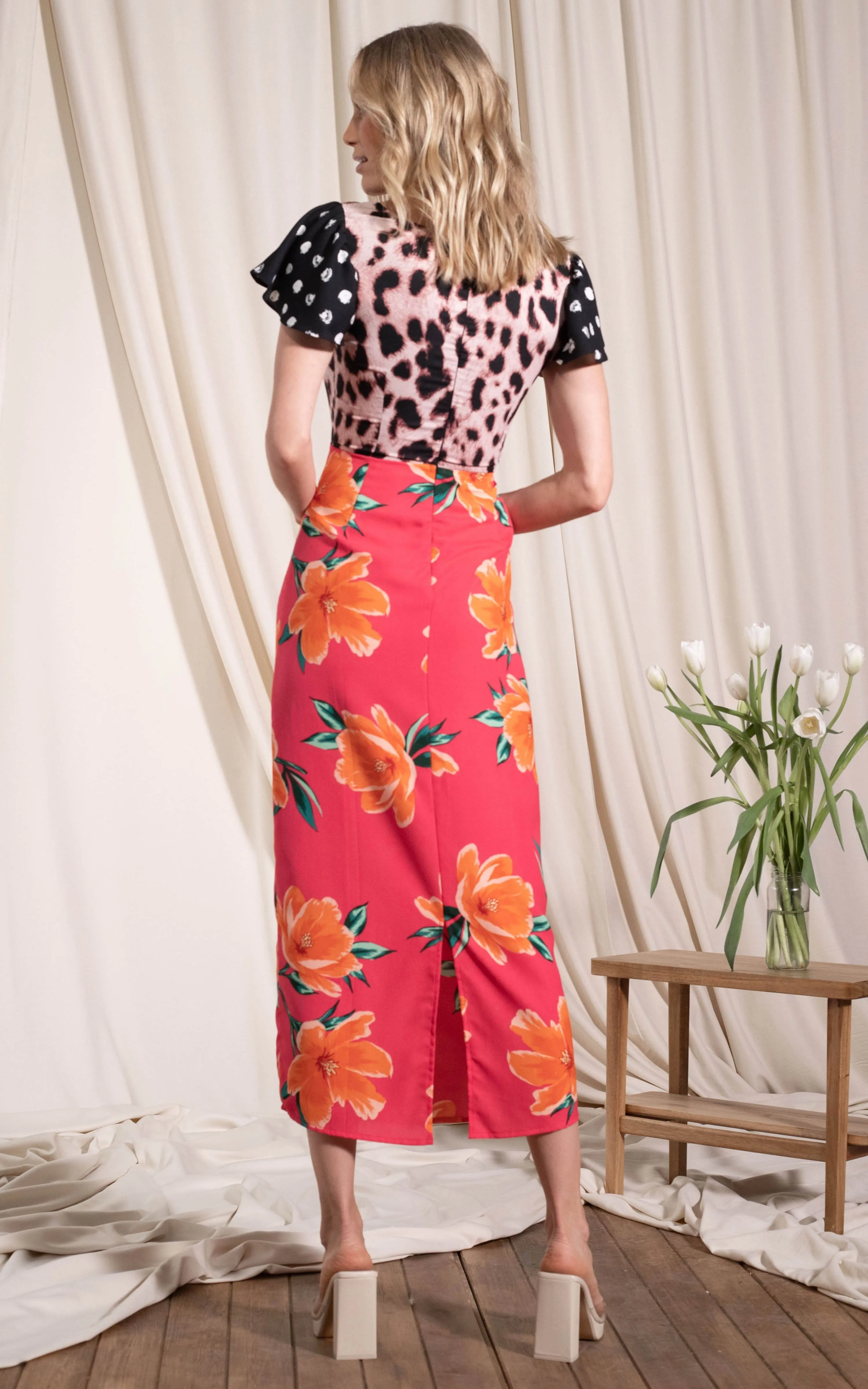 La Palma Maxi Dress In Red Tulip Mix