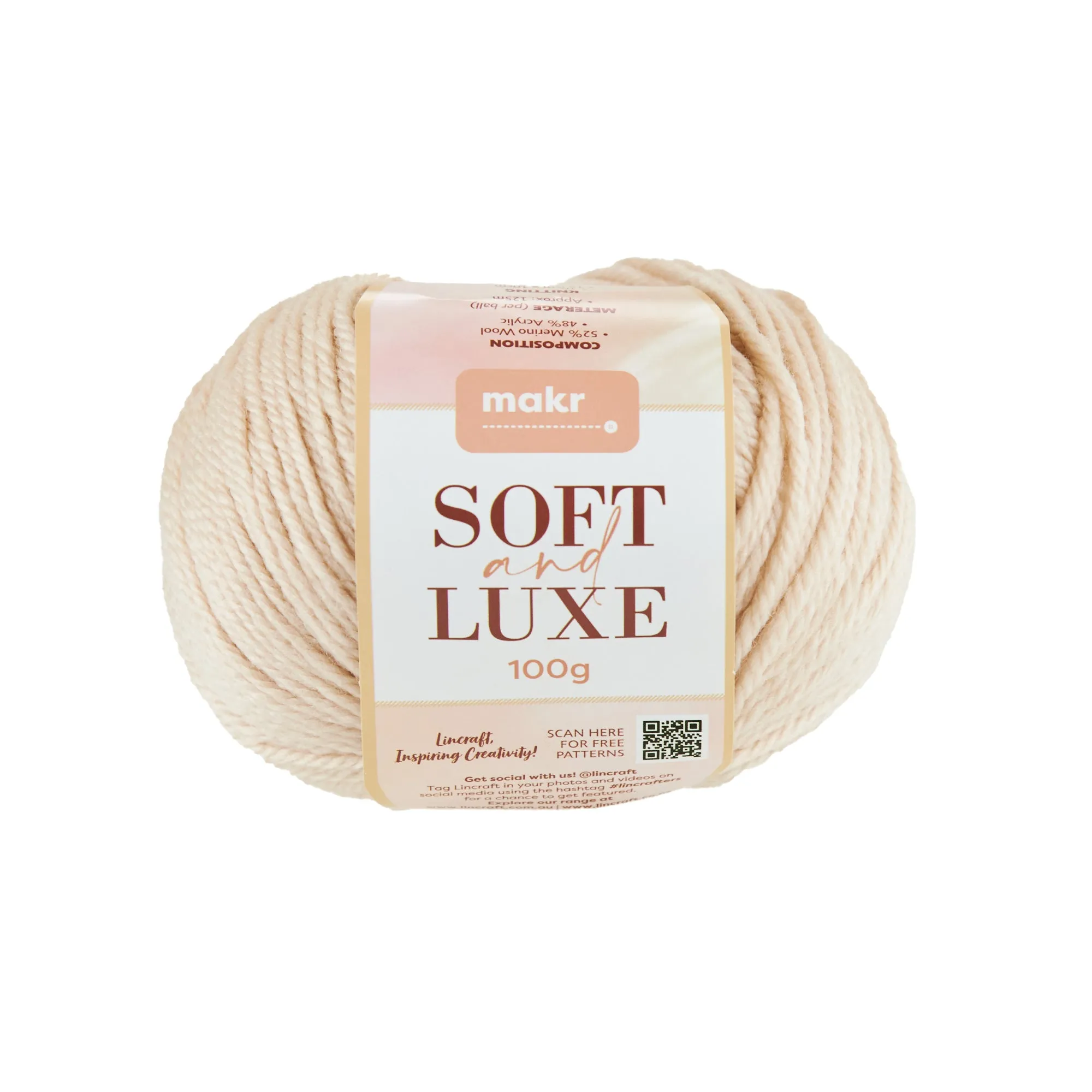 Makr Soft & Luxe Crochet & Knitting Yarn, 100g Merino Wool Acrylic Yarn