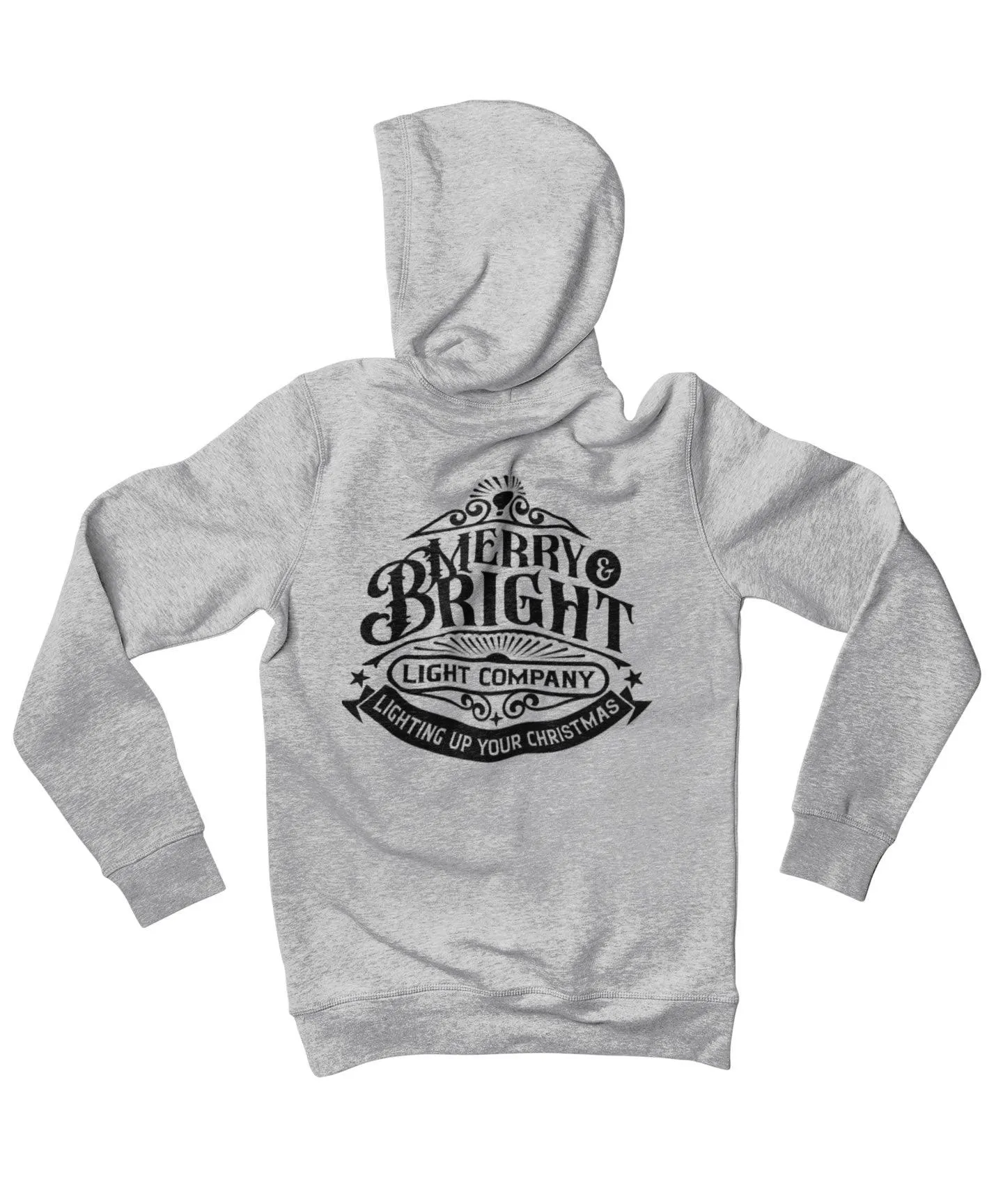 Merry Bright Light Company Mono-Colour Back Printed Christmas Hoodie