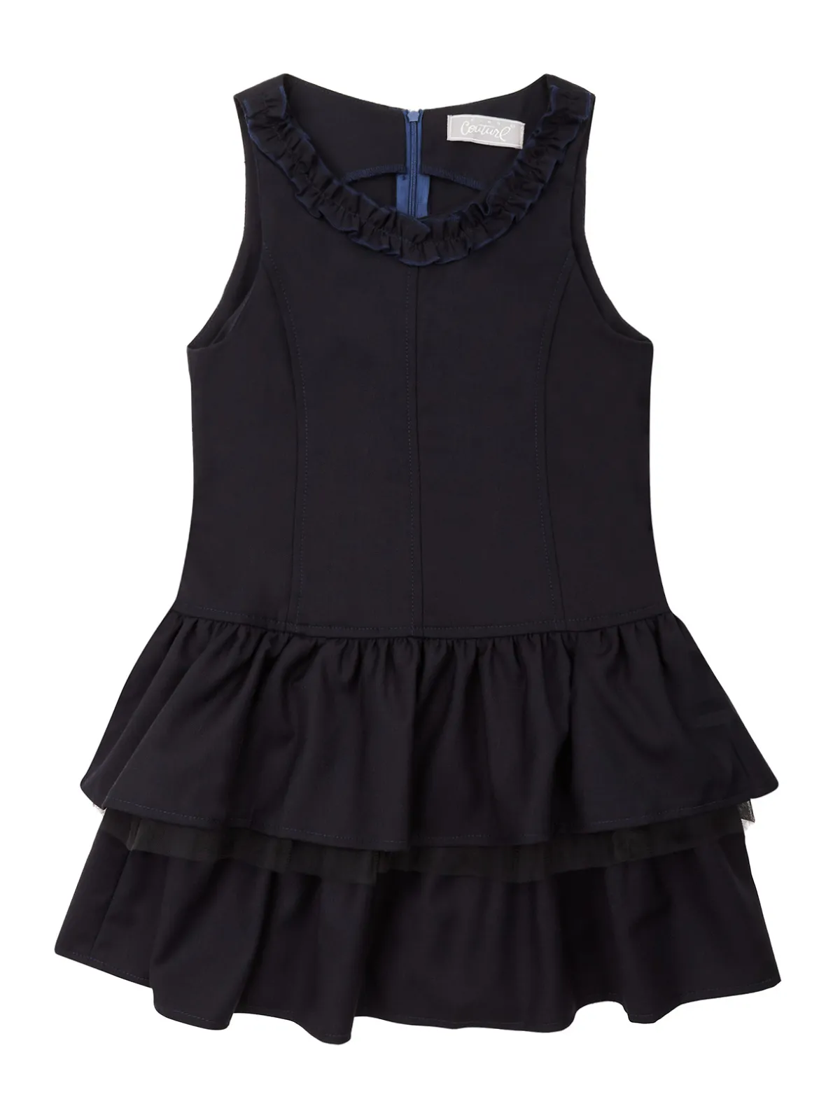 Navy Tiered Girls Uniform Dress by Kids Couture