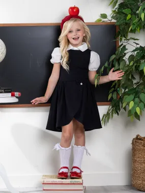 Navy Tulip Hem Girls Uniform Dress by Kids Couture