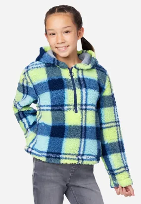 Patterned Faux Sherpa Zip-Front Hoodie