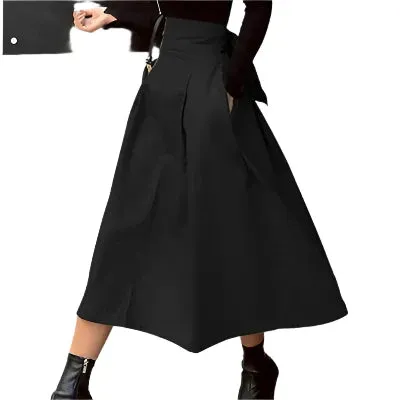 Sophisticated High-Waist Bow Accent Fitted Skirt