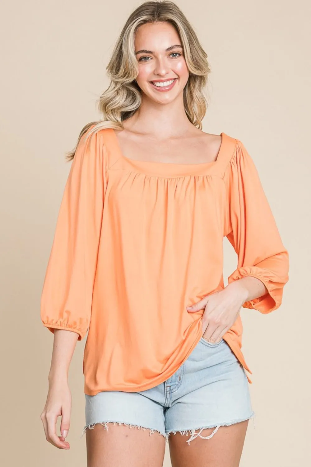 Square Neck Puff Sleeve Top