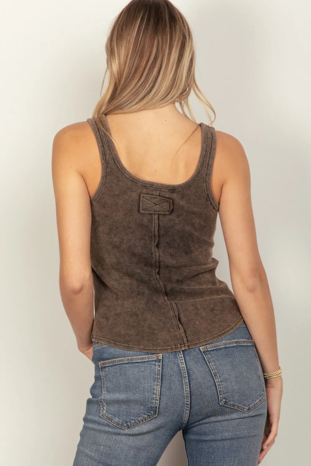 Washed Casual Fitted Tank Top