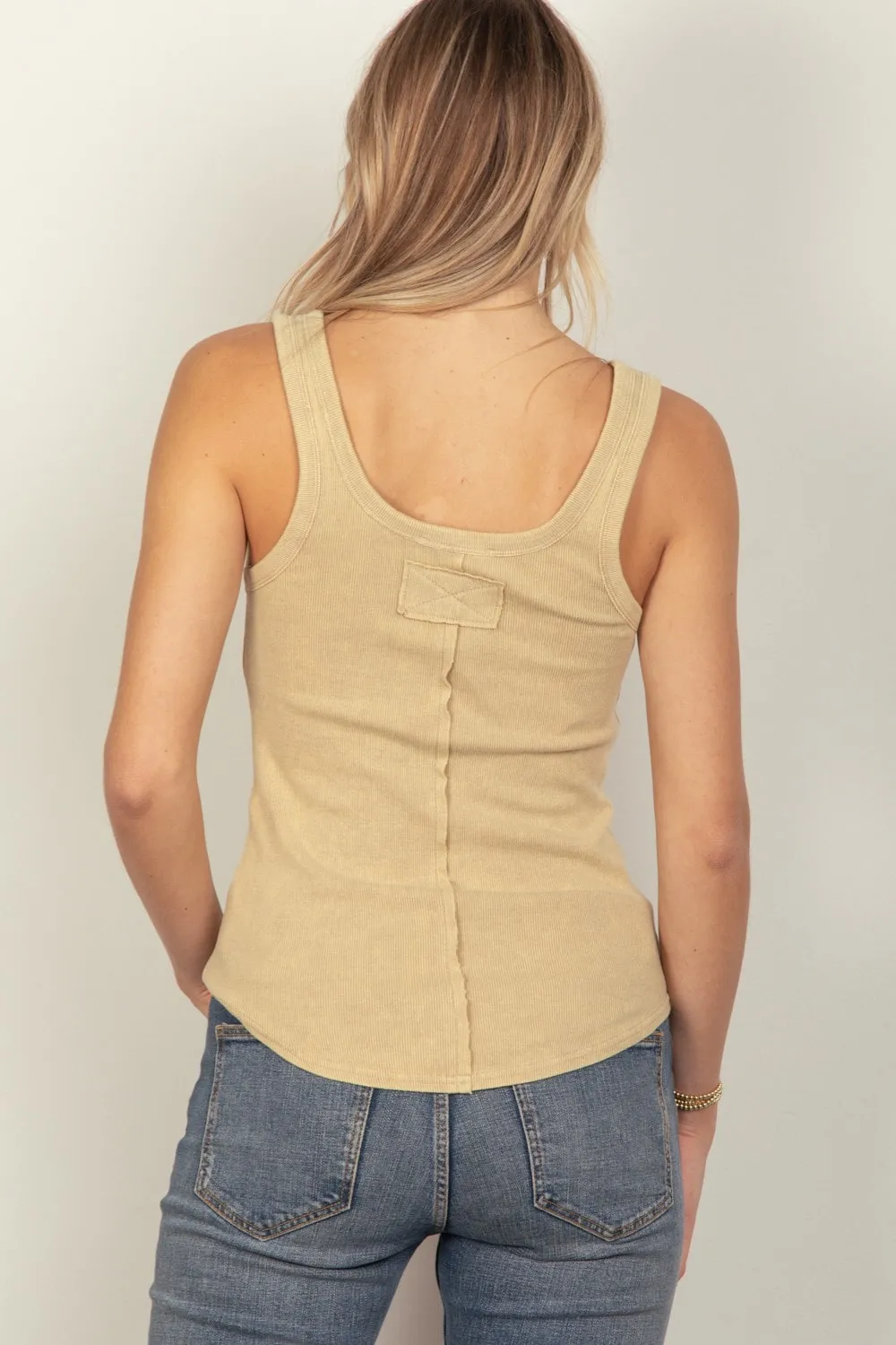 Washed Casual Fitted Tank Top