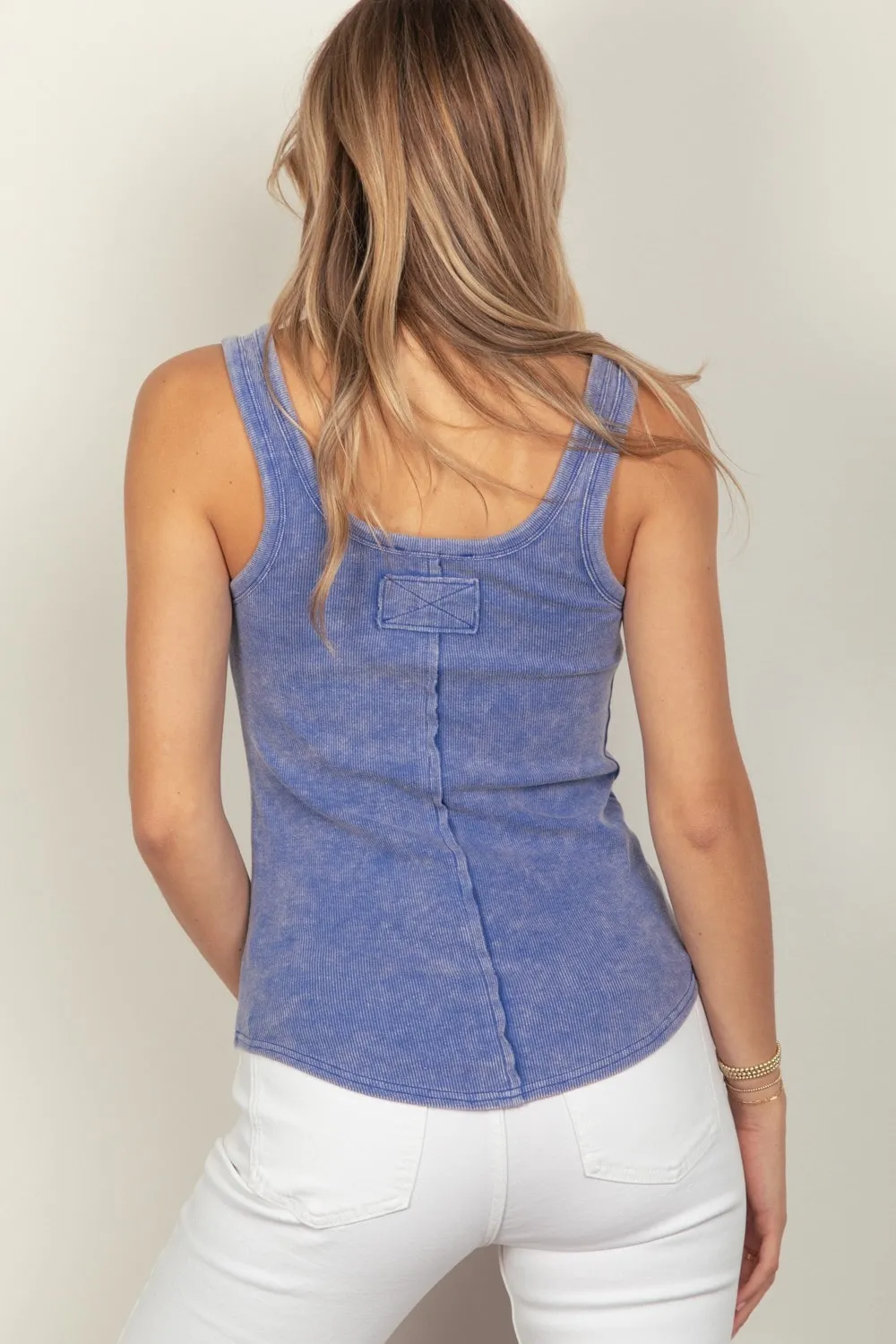 Washed Casual Fitted Tank Top